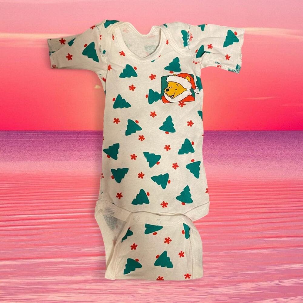 Vintage Disney Christmas Winnie the Pooh Preemie Onesie